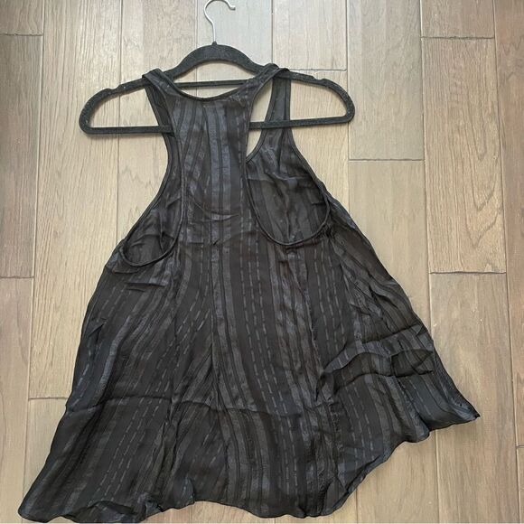 Zara Woman Racer Back Sleeveless Tunic Black Textured Stripes - Picture 3 of 6